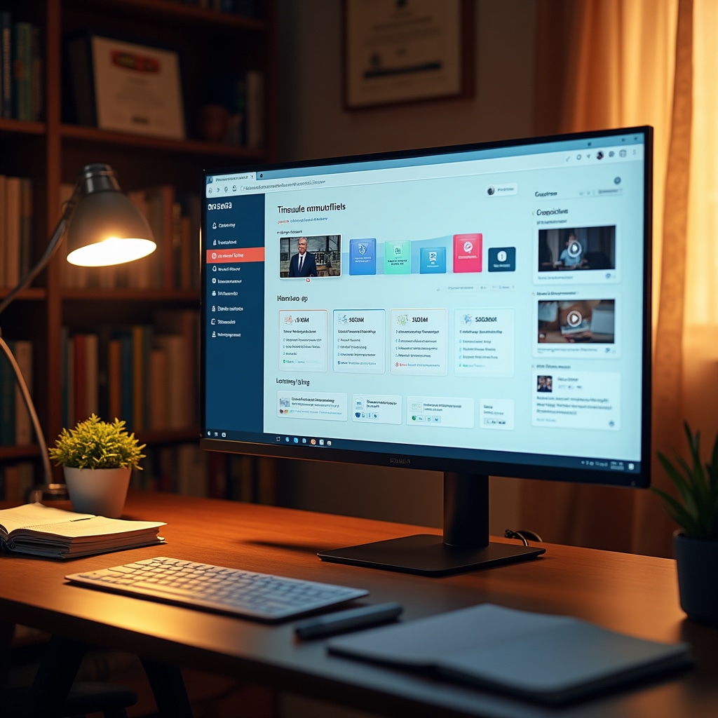Modern online learning platform interface showing course modules and progress tracking